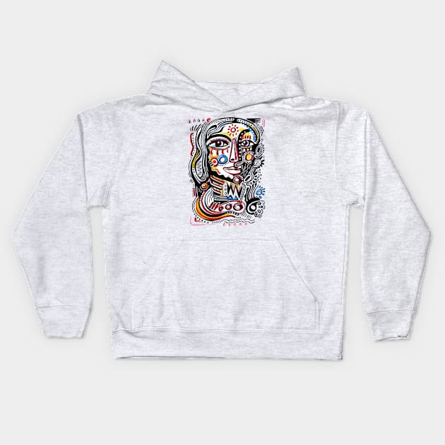 modern face Kids Hoodie by Daria Kusto